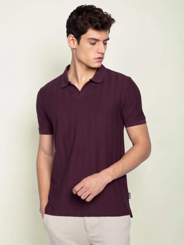 Damensch Men Solid Polo Purple T-Shirt