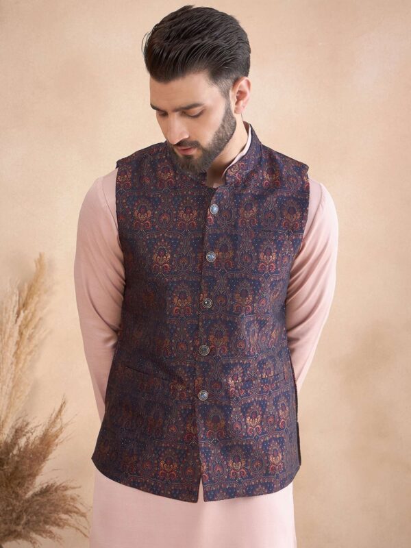 House of Pataudi Men Woven Design Nehru Jacket